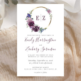 Convite para Casamento de Rua Púrpura do Monograma