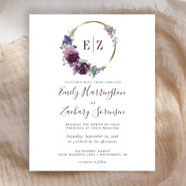 Convite para Casamento de Rua Púrpura do Monograma