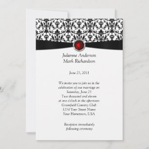 Convite para Casamento de Ruby Gemstone, Damask Br