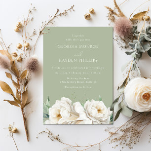 Convite para Casamento de Sábado Floral Branco Ele