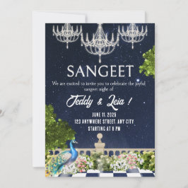 Convite para casamento de Sangeet Mínimo Branco e