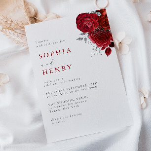 Convite para Casamento de Scarlet Bloom Elegante