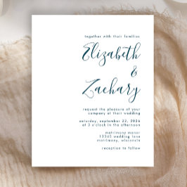 Convite para Casamento de Script Azul Teal Moderno