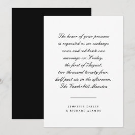 Convite para Casamento de Script Branco e Preto