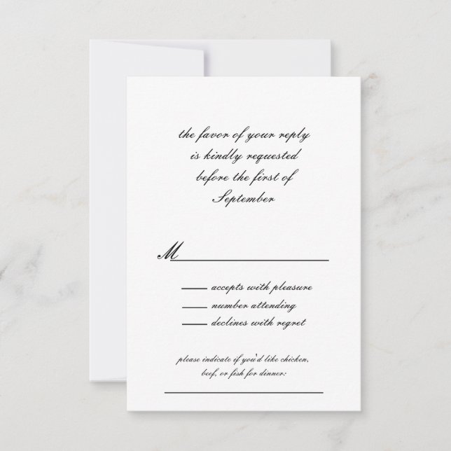 Convite para Casamento de Script Branco e Preto (Frente)