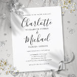 Convite para Casamento de Script Branco e Preto de<br><div class="desc">Apresentando nomes de estilo de assinatura,  este elegante convite de casamento preto e branco pode ser personalizado com suas informações em caracteres de chico. Projetado por Thisnotme©</div>