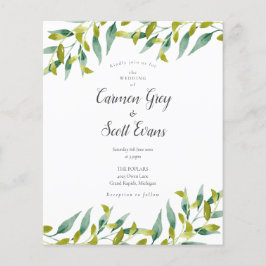 Convite para Casamento de Script Chic Greenery de 