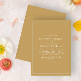 Convite para Casamento de Script Clássico Dourado