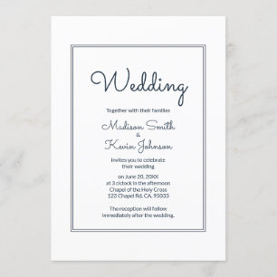 Convite Para Casamento De Script Cursivo Mínimo S