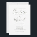 Convite para Casamento de Script de Assinatura Ver<br><div class="desc">Apresentando nomes de estilo de assinatura,  este elegante convite de casamento verde de sábio pode ser personalizado com suas informações em caracteres quânticos. Projetado por Thisnotme©</div>
