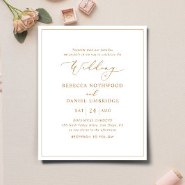 Convite para Casamento de Script Dourado All-in-On