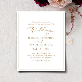 Convite para Casamento de Script Dourado Elegante 