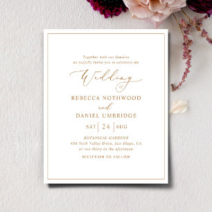 Convite para Casamento de Script Dourado Elegante