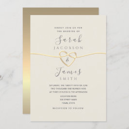 Convite para Casamento de Script Dourado Minimalis