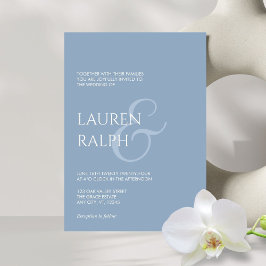 Convite para Casamento de Script Dusty Blue & Crea