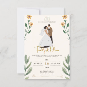 Convite para casamento de script e fotos modernos