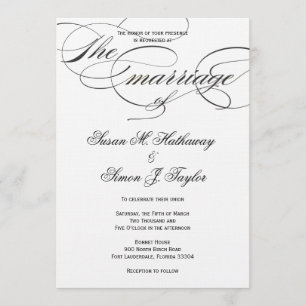 Convite para Casamento de Script Elegante - Preto