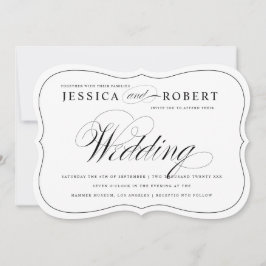 Convite para Casamento de Script Elegante Preto e 