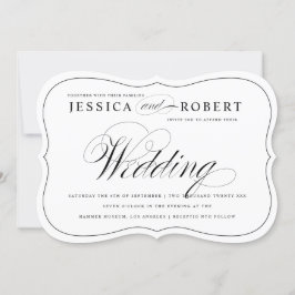 Convite para Casamento de Script Elegante Preto e