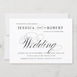 Convite para Casamento de Script Elegante Preto e