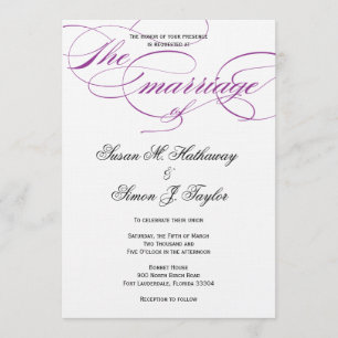 Convite para Casamento de Script Elegante - Roxo