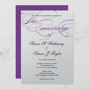 Convite para Casamento de Script Elegante - Roxo