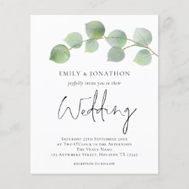 Convite para Casamento de Script Eucalyptus BUDGET