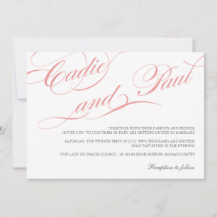 Convite para Casamento de Script Flourish, Cor-de-