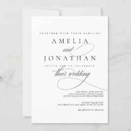 Convite para Casamento de Script Minimalista Moder