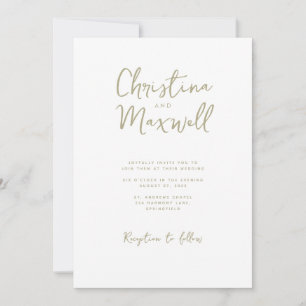 Convite para Casamento de Script Minimalista Verde