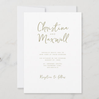 Convite para Casamento de Script Minimalista Verde