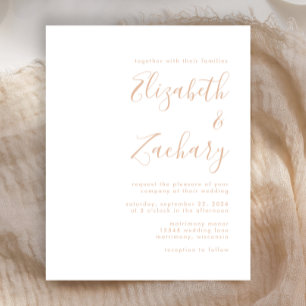Convite para Casamento de Script Moderno Beige Bei