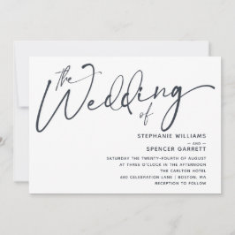 Convite para Casamento de Script Moderno Mínimo Si