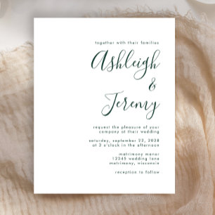 Convite para Casamento de Script Verde de Esmerald