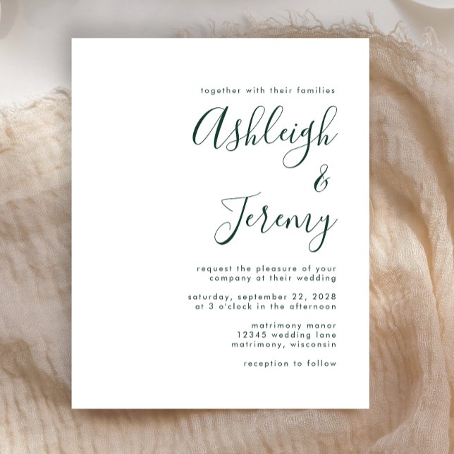 Convite para Casamento de Script Verde de Esmerald (Criador carregado)