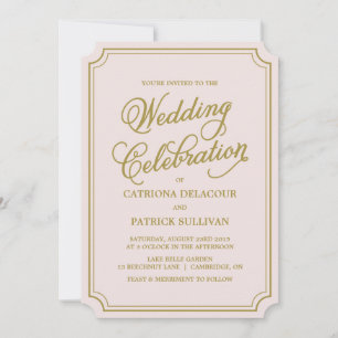 Convite Para Casamento De Script Whimsical Blush E