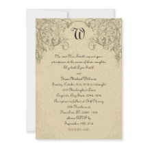 Convite para Casamento de Scroll Monograma Steampu