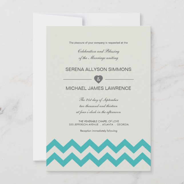 Convite para Casamento de Seafoam Green & Teal Che (Frente)