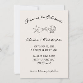 Convite para Casamento de Seashell e Coquette de E