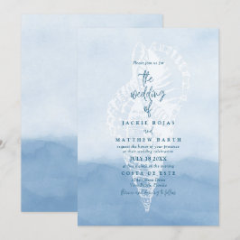 Convite para Casamento de Seashell em Watercolor B