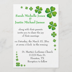 Convite Para Casamento De Shamrock Verde Whimsical