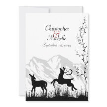 Convite para Casamento de Silhouette Deer e Mounta
