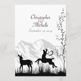 Convite para Casamento de Silhouette Deer e Mounta