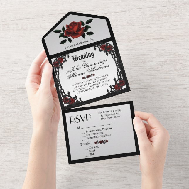 Convite Para Casamento De Silver Gótico Francês (Tearaway)