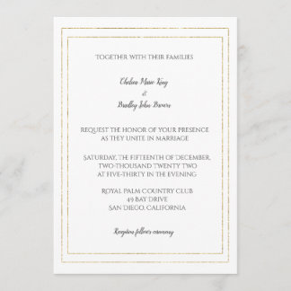 Convite para casamento de simples fronteiras Doura