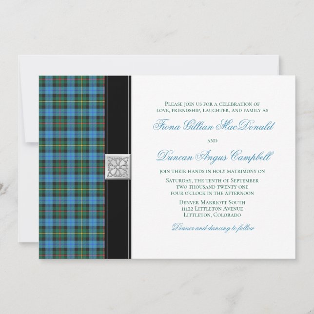 Convite para Casamento de Smith Tartan Antigo (Frente)