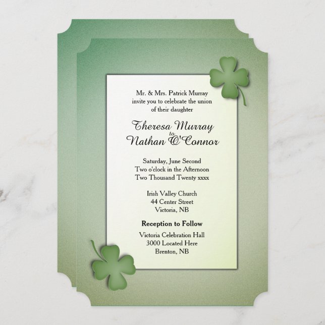 Convite para Casamento de Sonhos Irlandês (Frente/Verso)