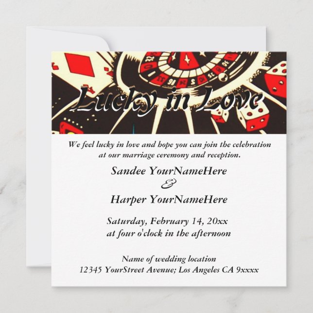 Convite para Casamento de Sorte no Amor (Frente)