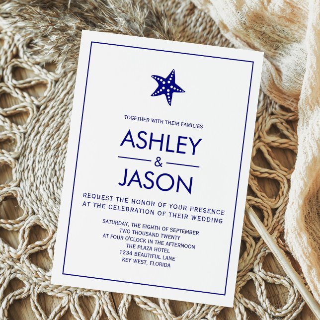 Convite para Casamento de Starfish Beach minimalis (Criador carregado)
