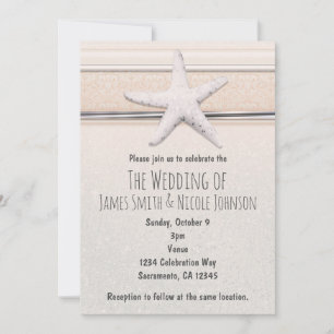 Convite para casamento de Starfish Creamy White Be